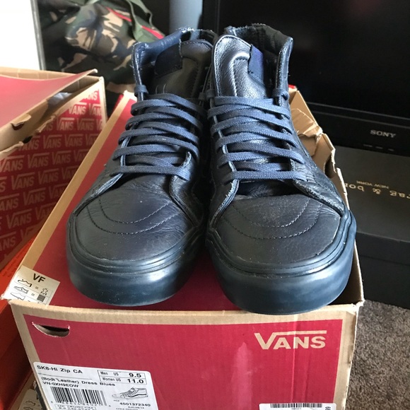 vans sk8 hi zip ca boot leather dress blues